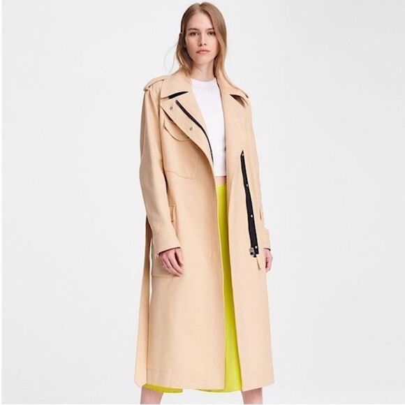 Rag and Bone Ludlow Belted Collared Cotton Gabardine Trench Coat Beige Medium - Picture 14 of 14